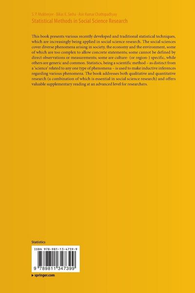 Produktbild: Statistical Methods in Social Science Research