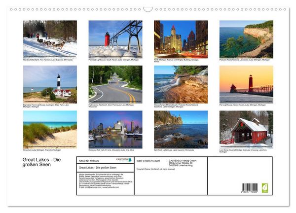 Produktbild: Great Lakes - Die gro&szlig;en Seen (Wandkalender 2026 DIN A2 quer), CALVENDO Monatskalender