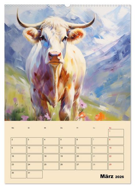Produktbild: Zauberhafte K&uuml;he. Duftige Aquarelle von tollen Tieren (Wandkalender 2026 DIN A2 hoch), CALVENDO Monatskalender