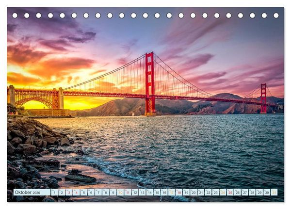 Produktbild: Golden Gate Bridge - Synonym f&uuml;r San Francisco (Tischkalender 2026 DIN A5 quer), CALVENDO Monatskalender