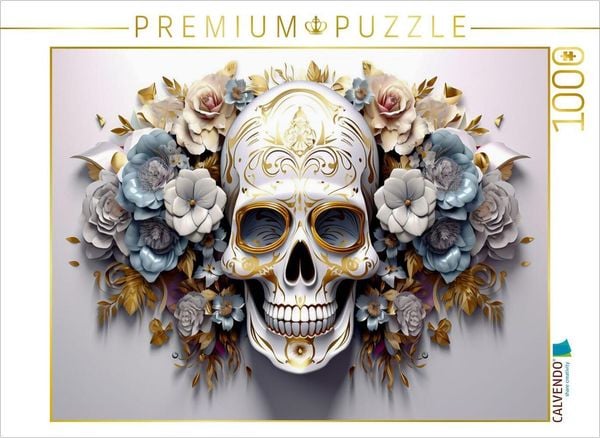 Produktbild: CALVENDO Puzzle Ein Motiv aus dem Kalender Skull Flower - Totenkopf ART | 1000 Teile Lege-Gr&ouml;&szlig;e 64x48cm Foto-Puzzle f&uuml;r gl&uuml;ckliche Stunden