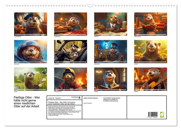 Produktbild: Flei&szlig;ige Otter - Wer h&auml;tte nicht gerne einen niedlichen Otter auf der Arbeit (Wandkalender 2026 DIN A2 quer), CALVENDO Monatskalender