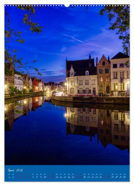 Produktbild: D&auml;mmerung in Gent und Br&uuml;gge (Wandkalender 2026 DIN A2 hoch), CALVENDO Monatskalender