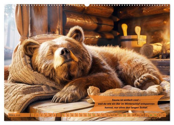 Produktbild: Tierisch lustige Saunafreunde (Wandkalender 2026 DIN A2 quer), CALVENDO Monatskalender