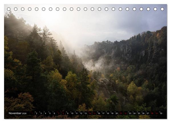 Produktbild: Elbsandsteingebirge: Unterwegs in der S&auml;chsischen und B&ouml;hmischen Schweiz (Tischkalender 2026 DIN A5 quer), CALVENDO Monatskalender