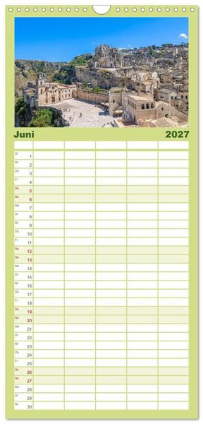Produktbild: Familienplaner 2027 - Matera - Die Stadt der Sassi mit 5 Spalten (Wandkalender, 21 x 45 cm) CALVENDO