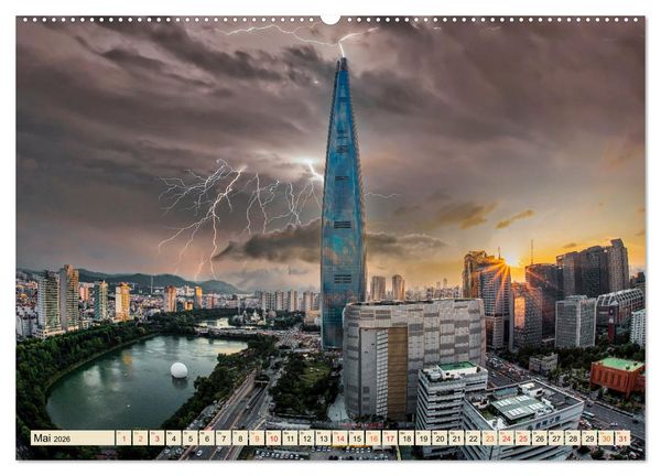 Produktbild: Metropolen - Weltst&auml;dte im Blitzlicht (hochwertiger Premium Wandkalender 2026 DIN A2 quer), Kunstdruck in Hochglanz