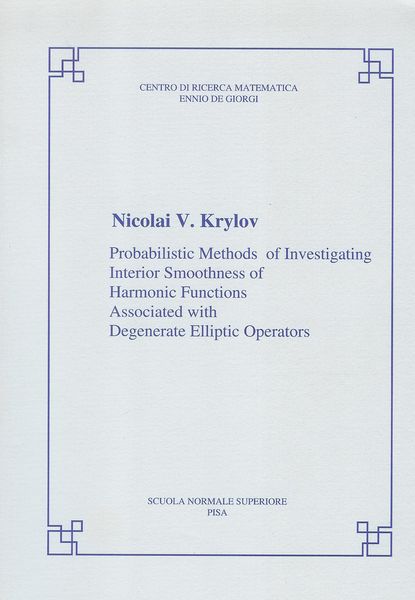 Produktbild: Probabilistic methods of investigating interior smoothness of harmonic functions associated with degenerate elliptic operators