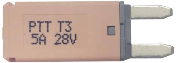 PARTS PTT Circuit Breaker Mini, type 3. Manual Reset, 5A C001-102-0061 Kfz Standard Flachsicherung 5 A Hellbraun 1 St.