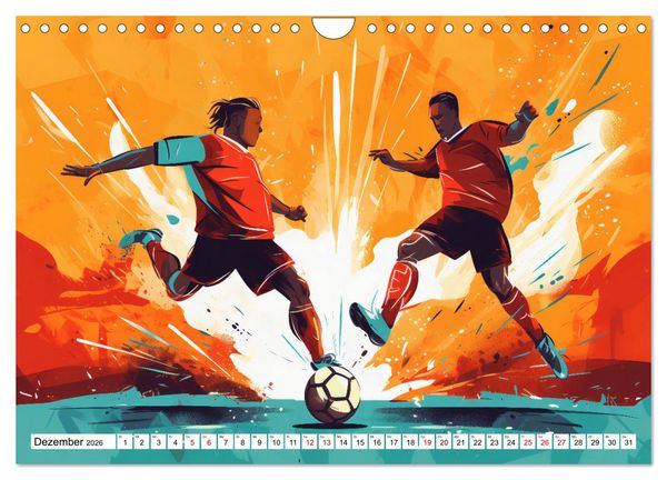 Produktbild: Magie des Fussballs - Illustrierte Emotionen auf dem Rasen (Wandkalender 2026 DIN A4 quer), CALVENDO Monatskalender
