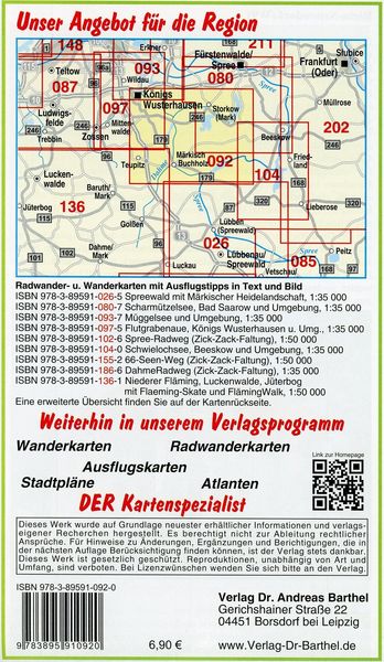 Produktbild: Gro&szlig;e Radwander- und Wanderkarte Naturpark Dahme-Heideseen