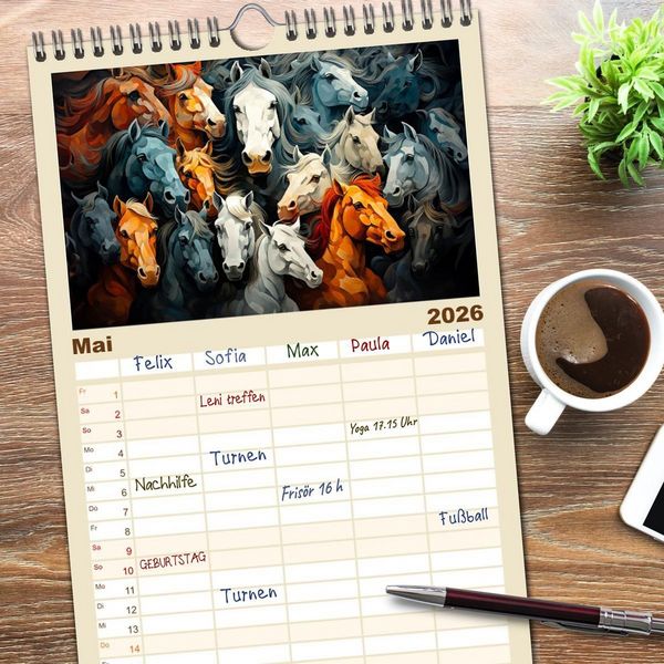 Produktbild: Familienplaner 2026 - Gruppentreffen mit 5 Spalten (Wandkalender, 21 x 45 cm) CALVENDO
