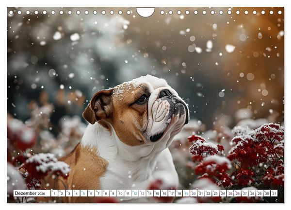 Produktbild: Englische Bulldoggen im Bl&uuml;tenmeer (Wandkalender 2026 DIN A4 quer), CALVENDO Monatskalender