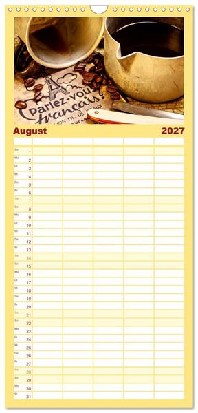 Produktbild: Familienplaner 2027 - KAFFEE 2027 mit 5 Spalten (Wandkalender, 21 x 45 cm) CALVENDO