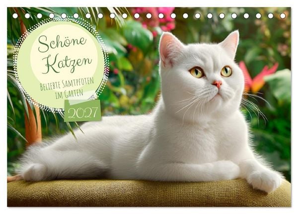 Produktbild: Sch&ouml;ne Katzen. Beliebte Samtpfoten im Garten (Tischkalender 2027 DIN A5 quer), CALVENDO Monatskalender