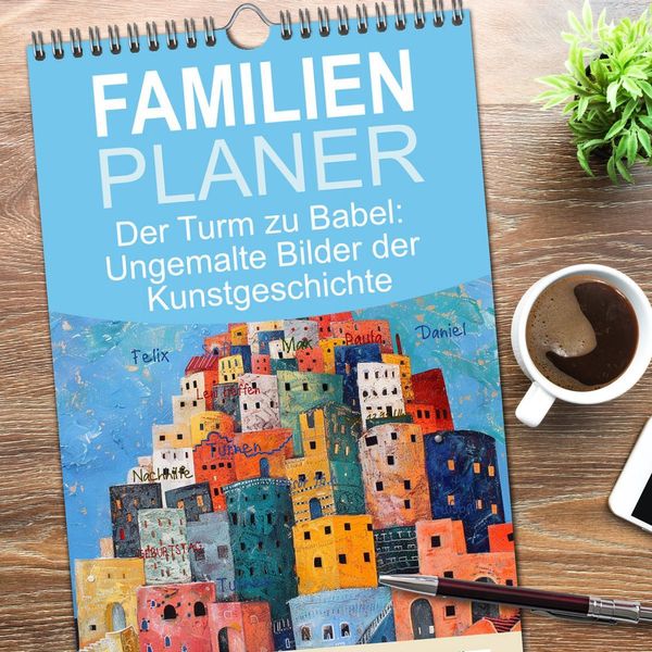 Produktbild: Familienplaner 2026 - Der Turm zu Babel: Ungemalte Bilder der Kunstgeschichte mit 5 Spalten (Wandkalender, 21 x 45 cm) CALVENDO