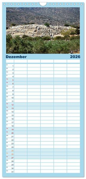 Produktbild: Familienplaner 2026 - Kreta - Griechischer Inseltraum mit 5 Spalten (Wandkalender, 21 x 45 cm) CALVENDO