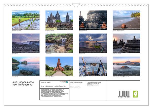 Produktbild: Java, Indonesische Insel im Feuerring (Wandkalender 2026 DIN A3 quer), CALVENDO Monatskalender