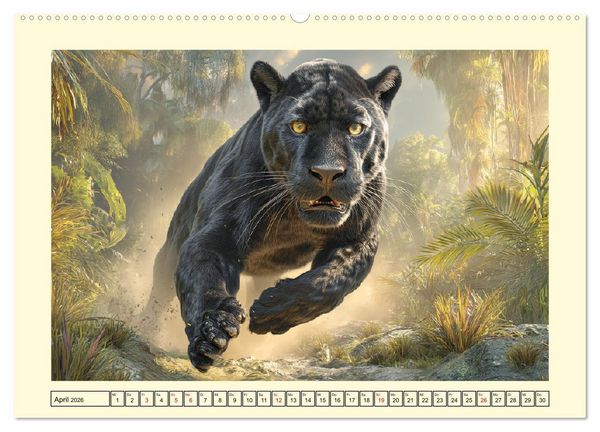 Produktbild: Schwarze Panther. Geheimnisvolle Schatten der Wildnis (Wandkalender 2026 DIN A2 quer), CALVENDO Monatskalender