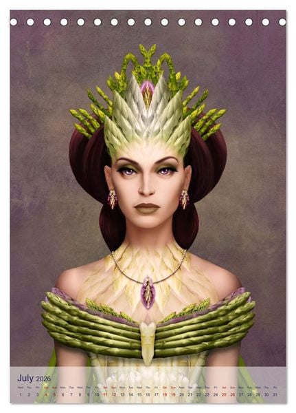 Produktbild: Food Fashion - surreal women's portraits with fruit and vegetable (Desk Calendar 2026 DIN A5 portrait), CALVENDO 12 Month DeskCalendar