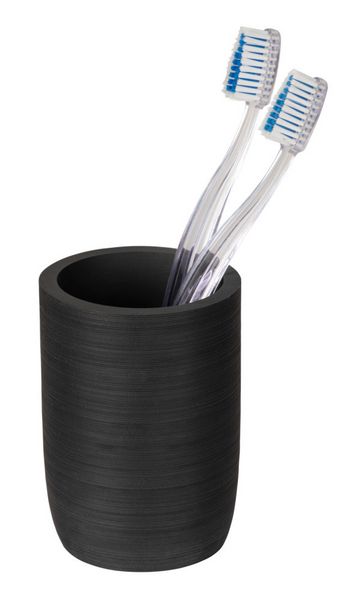 Produktbild: Bad-Accessoire Set Mod. Altavalle, schwarz, Polyresin, Bambus, &Oslash; 18,5 x 8 cm, freistehend, inklusive