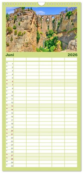 Produktbild: Familienplaner 2026 - Andalusien, blaues Meer und historische Bauwerke mit 5 Spalten (Wandkalender, 21 x 45 cm) CALVENDO