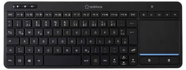Produktbild: Renkforce RF-WLTKB-300 Kabellos Tastatur Deutsch, QWERTZ Schwarz Integriertes Touchpad