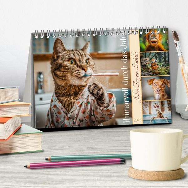 Produktbild: Humorvoll durch das Jahr (Tischkalender 2026 DIN A5 quer), CALVENDO Monatskalender