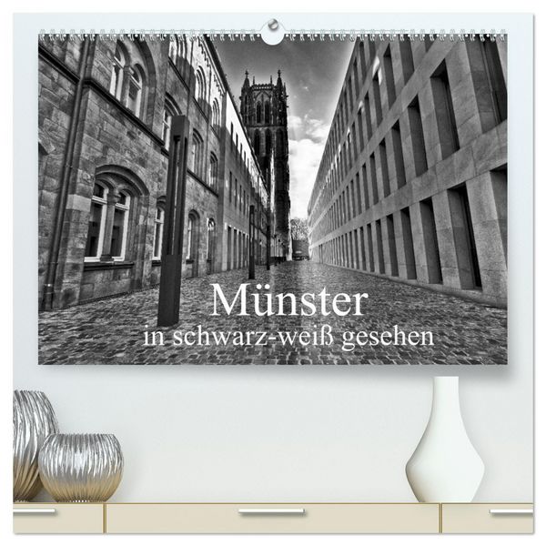 Produktbild: M&uuml;nster in schwarz-wei&szlig; gesehen (hochwertiger Premium Wandkalender 2026 DIN A2 quer), Kunstdruck in Hochglanz
