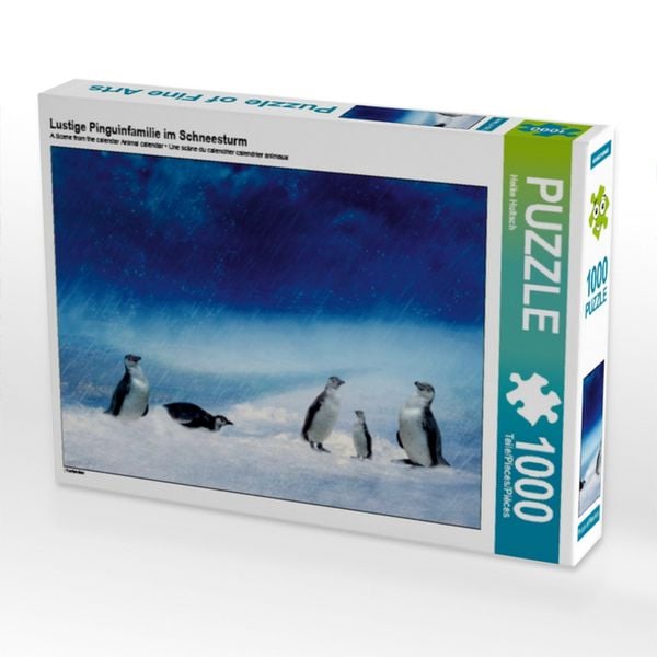 CALVENDO Puzzle Lustige Pinguinfamilie im Schneesturm | 1000 Teile Lege-Größe 64x48cm Foto-Puzzle für glückliche Stunden