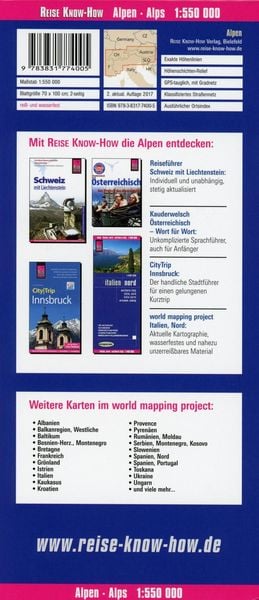 Produktbild: Reise Know-How Landkarte Alpen / Alps (1:550.000)