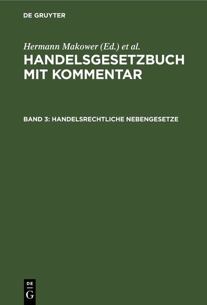 Produktbild: Handelsgesetzbuch mit Kommentar / Handelsrechtliche Nebengesetze