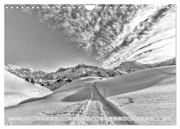 Produktbild: Arlberg black and white (Wandkalender 2026 DIN A4 quer), CALVENDO Monatskalender
