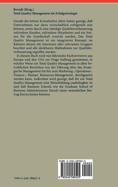 Produktbild: Total Quality Management als Erfolgsstrategie
