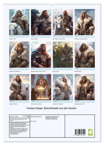 Produktbild: Fantasy Krieger. B&auml;renk&auml;mpfer aus dem Norden (hochwertiger Premium Wandkalender 2026 DIN A2 hoch), Kunstdruck in Hochglanz