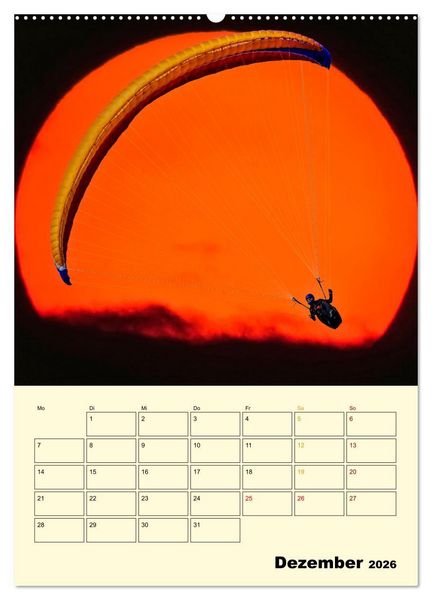 Produktbild: Paragliding - extrem aufregend (Wandkalender 2026 DIN A2 hoch), CALVENDO Monatskalender