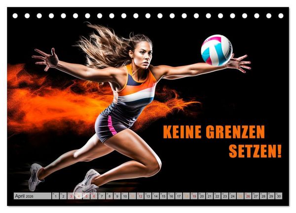 Produktbild: Volleyball und Motivation (Tischkalender 2026 DIN A5 quer), CALVENDO Monatskalender