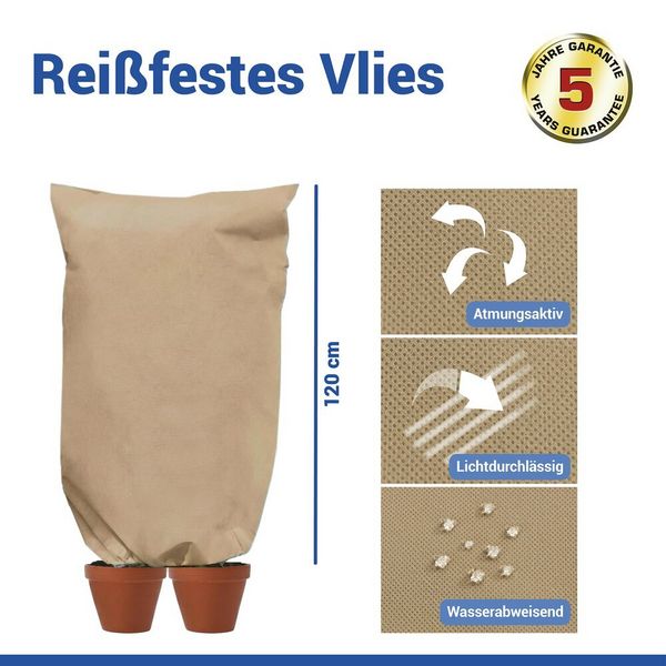 Produktbild: Pflanzenschutz-Vlies 100 x 120 cm, Beige, 2er Set, rei&szlig;festes Wintervlies f&uuml;r Pflanzen