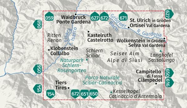 Produktbild: KOMPASS Wanderkarte 067 Seiser Alm, Naturpark Schlern-Rosengarten / Alpe di Siusi, Parco Naturale Sciliar-Catinaccio 1:25.000