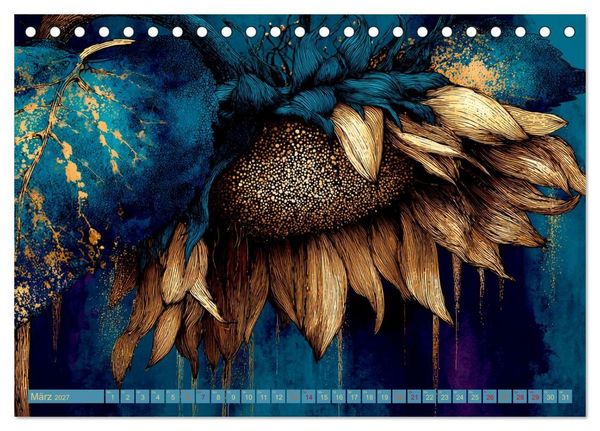 Produktbild: T&uuml;rkis trifft Gold (Tischkalender 2027 DIN A5 quer), CALVENDO Monatskalender