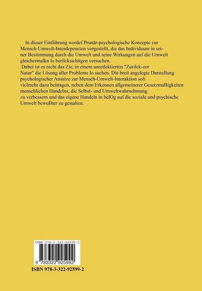 Produktbild: Einf&uuml;hrung in die &Ouml;kologische Psychologie
