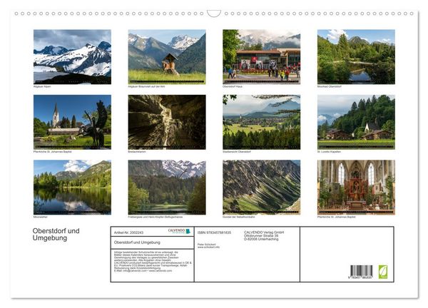 Produktbild: Oberstdorf und Umgebung (Wandkalender 2026 DIN A2 quer), CALVENDO Monatskalender