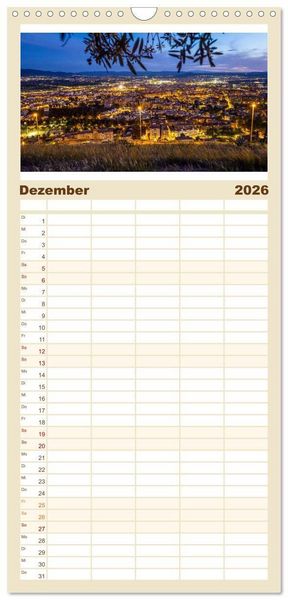 Produktbild: Familienplaner 2026 - Ein Herz f&uuml;r Granada mit 5 Spalten (Wandkalender, 21 x 45 cm) CALVENDO