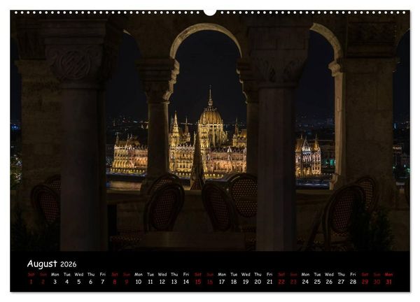 Produktbild: Danube River Nightlights (High Quality Premium Wall Calendar 2026 DIN A2 landscape),CALVENDO 12 Month Wall Calendar