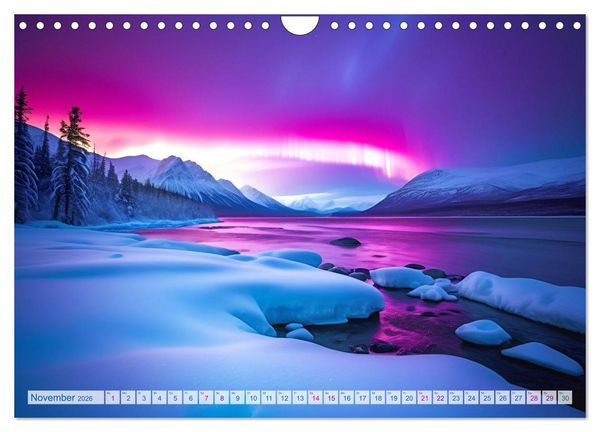 Produktbild: Traumhafte Polarlichter . Licht, Schnee und Eis hoch im Norden (Wandkalender 2026 DIN A4 quer), CALVENDO Monatskalender