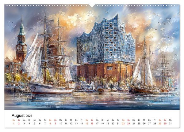 Produktbild: Stadtpoesie in sanften Farben (hochwertiger Premium Wandkalender 2026 DIN A2 quer), Kunstdruck in Hochglanz