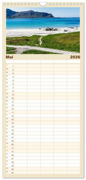Produktbild: Familienplaner 2026 - Lofoten - Norwegische Trauminseln mit 5 Spalten (Wandkalender, 21 x 45 cm) CALVENDO