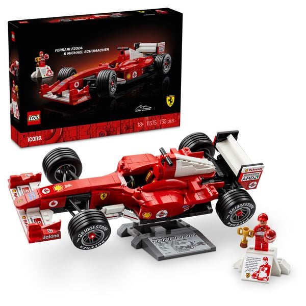 Produktbild: LEGO Icons Ferrari F2004 und Michael Schumacher Formel 1 Auto 11375