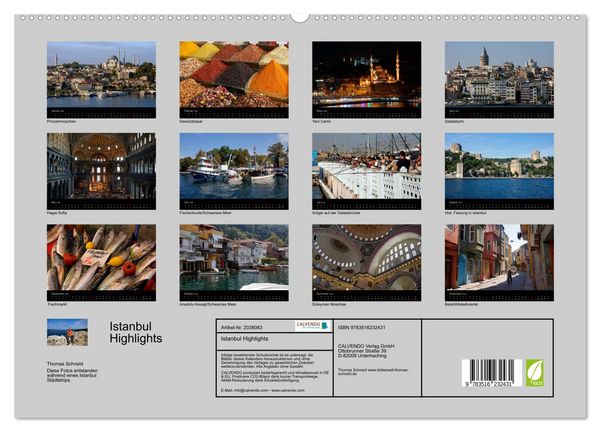 Produktbild: Istanbul Highlights (hochwertiger Premium Wandkalender 2026 DIN A2 quer), Kunstdruck in Hochglanz