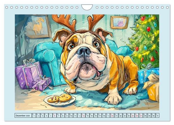 Produktbild: Bulldoggen. Lustige Cartoons von beliebten Charakterk&ouml;pfen (Wandkalender 2026 DIN A4 quer), CALVENDO Monatskalender